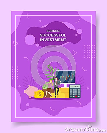 Successful investor concept for template of banners, flyer, books, and magazine cover Vector Illustration