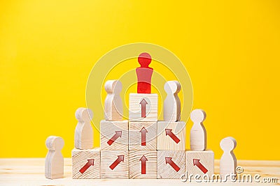 Successful Leader Teamwork and Organization concept. yellow background Stock Photo