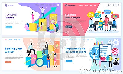 Successful Mission of Businessman, Solution Website Vector Illustration