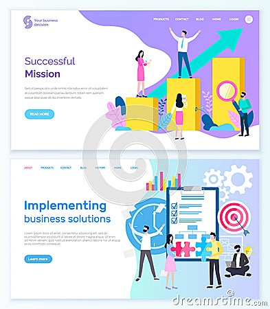 Successful Mission and Implementing Business Web Vector Illustration