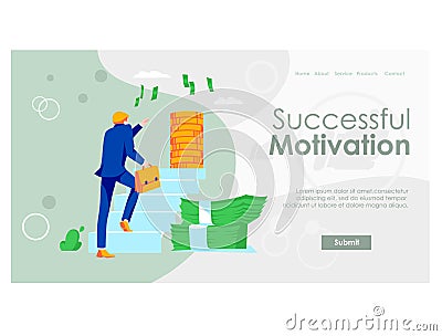 Successful motivation landing page template Vector Illustration