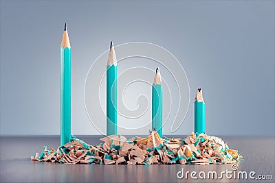 A successful path in business, achieving a goal. Skill concept with different pencils Stock Photo