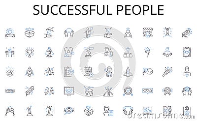 Successful people line icons collection. Automation, Smart, Connected, Efficient, Control, Secure, Comfort vector and Vector Illustration