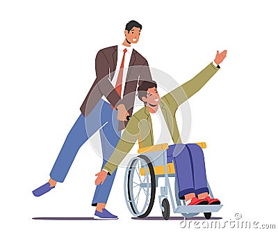 Successful Project Deal Victory Goal. Healthy and Disabled Business Colleagues Fun in Office. Businesspeople Rejoice Vector Illustration