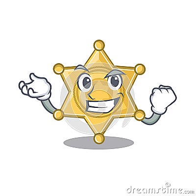 Successful star badge police on a cartoon Vector Illustration