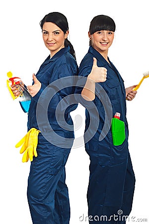 Successful team of cleaning women Stock Photo