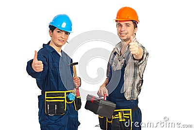 Successful team of constructor workers Stock Photo