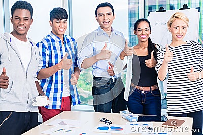 Successful team in kickoff meeting Stock Photo