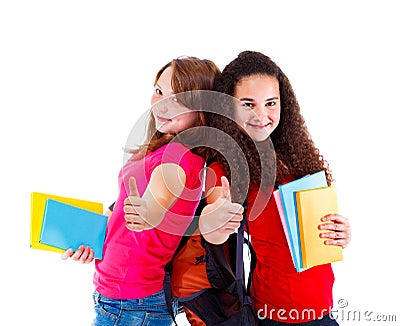 Successful teens with books Stock Photo