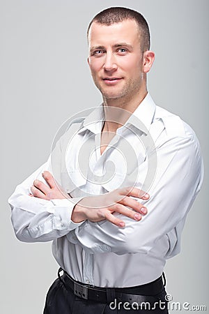 Successful young agressive man businessman Stock Photo