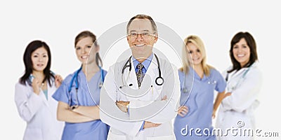 Group of confident doctors and nurses with their arms crossed displaying some attitude Stock Photo