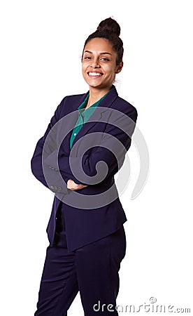 Successful young female business executive standing relaxed Stock Photo