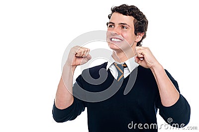 Successful young teenager celebrating Stock Photo