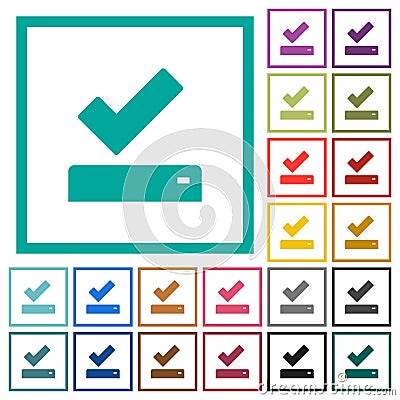 Successfully saved flat color icons with quadrant frames Stock Photo