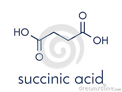 Succinic acid butanedioic acid, spirit of amber molecule. Intermediate of citric acid cycle. Salts and esters known as. Vector Illustration