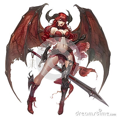Succubus Girl with sword Stock Photo