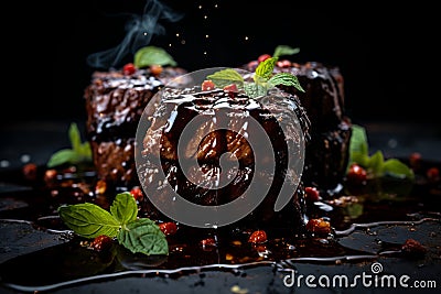 Succulent Beef Steak with Exotic Sauce, Ideal for Foodies and Connoisseurs of Fine Dining. Stock Photo