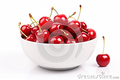 Succulent Cherries bowl. Generate Ai Stock Photo