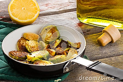 Succulent sauteed brussels sprouts Stock Photo