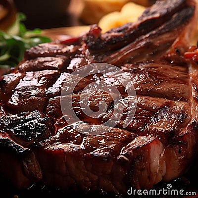 Succulent thick tender barbecued t-bone steak Stock Photo