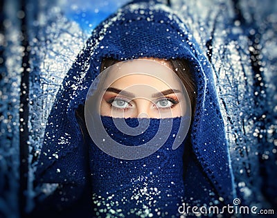 Snow Blue Eyes Angel Stock Photo