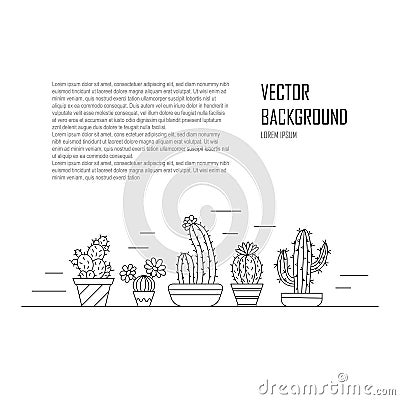 Succulents and Text. Vector Illustration