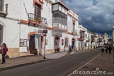 White colonial houses in Sucre Editorial Stock Photo