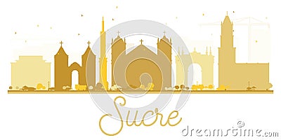 Sucre City skyline golden silhouette. Cartoon Illustration