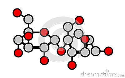 Sucrose (table sugar, saccharose) molecule. Disaccharide composed of glucose and fructose. Haworth-like projection Stock Photo