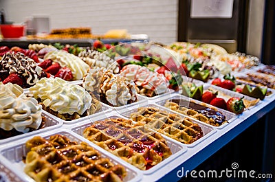 Suculent Belgian waffles Stock Photo