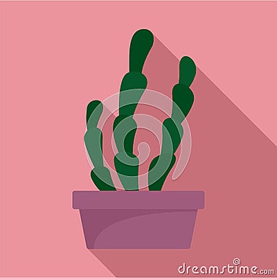 Suculent cactus pot icon, flat style Vector Illustration