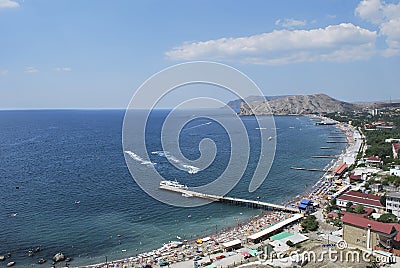 Sudak Town in Crimea Stock Photo