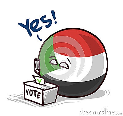 Sudan country ball voting yes Stock Photo