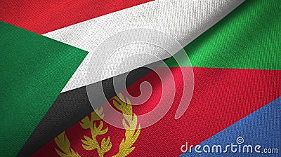 Sudan and Eritrea two flags textile cloth, fabric texture Stock Photo