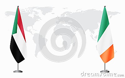 Sudan and Ireland flags for official meeting Vector Illustration