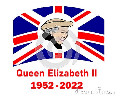 Queen Elizabeth Face Portrait 1952 2022 Red With British United Kingdom Emblem Editorial Stock Photo