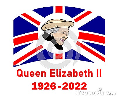 Queen Elizabeth Face Portrait 1926 2022 Red With British United Kingdom Emblem Editorial Stock Photo