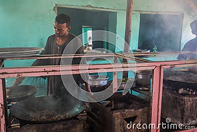 SUDAN - MARCH 11, 2019: Kitchen of a roadside eatery in Suda Editorial Stock Photo