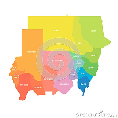 Sudan political map of administrative divisions Vector Illustration