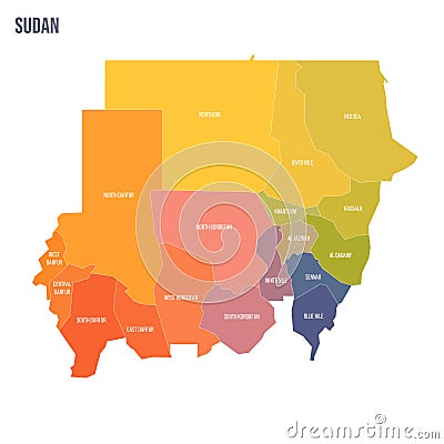 Sudan political map of administrative divisions Vector Illustration