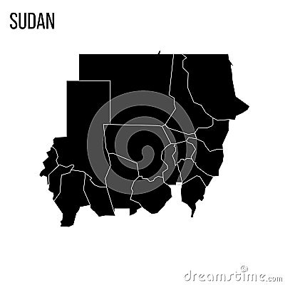 Sudan political map of administrative divisions Vector Illustration