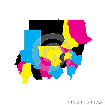 Sudan political map of administrative divisions Vector Illustration