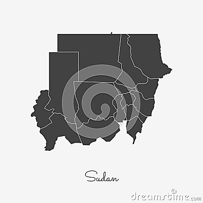 Sudan region map: grey outline on white. Vector Illustration