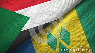 Sudan and Saint Vincent and the Grenadines two flags textile cloth Stock Photo