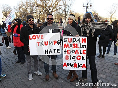 Sudan Women and Men Protesting Against Donald Trump Editorial Stock Photo