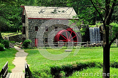 Sudbury, MA: Old Stone Grist Mill Stock Photo