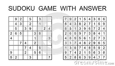 Sudoku game with answer. Vector Illustration