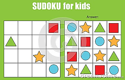 Sudoku game for children. Kids activity sheet Vector Illustration