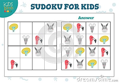 Sudoku for kids educational game vector illustration Vector Illustration