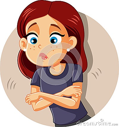 Sad Girl Itching and Scratching Vector Illustration Vector Illustration